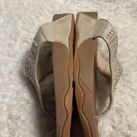 Fitflop Rhinestone Embellished glitter Wedge Sandals SZ9 - Picture 7 of 9